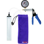 Ultima Silver Blue Penis Pump | Silicone Grip, Clear Hose + Protected Gauge | 9" x 1.3" Thick-Walled Cylinder