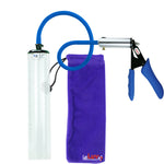 Ultima Silver Blue Penis Pump | Silicone Grip, Silicone Hose - 12" x 1.7" Thick-Walled Cylinder