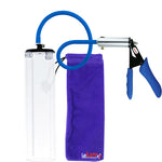 LeLuv® Silver Ultima Premium Penis Pump - Blue Silicone Grips & Hose with Thick-Walled Cylinder