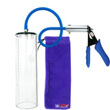 Ultima Silver Blue Penis Pump | Silicone Grip, Silicone Hose - 12" x 2.9" Thick-Walled Cylinder