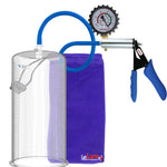 Ultima Silver Blue Silicone Grip, Silicone Hose | Penis Pump + Protected Gauge | 12" x 5.00" Cylinder