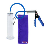 LeLuv® Silver Ultima Premium Penis Pump - Blue Silicone Grips & Hose with Wide Flange Cylinder