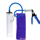 Ultima Silver Blue Penis Pump | Silicone Grip, Silicone Hose - 9" x 2.1" Thick-Walled Cylinder