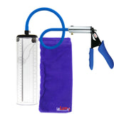 Ultima Silver Blue Penis Pump | Silicone Grip, Silicone Hose - 9" x 2.5" Thick-Walled Cylinder