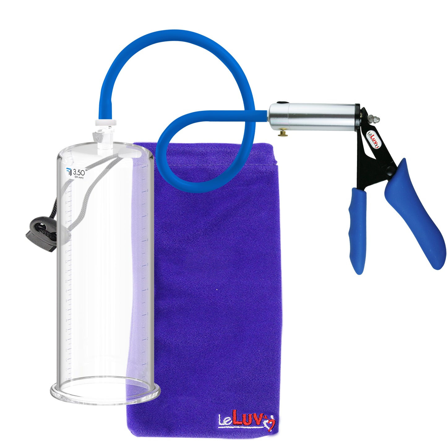 Ultima Silver Blue Silicone Grip, Silicone Hose | Penis Pump + 9" x 3.50" Cylinder