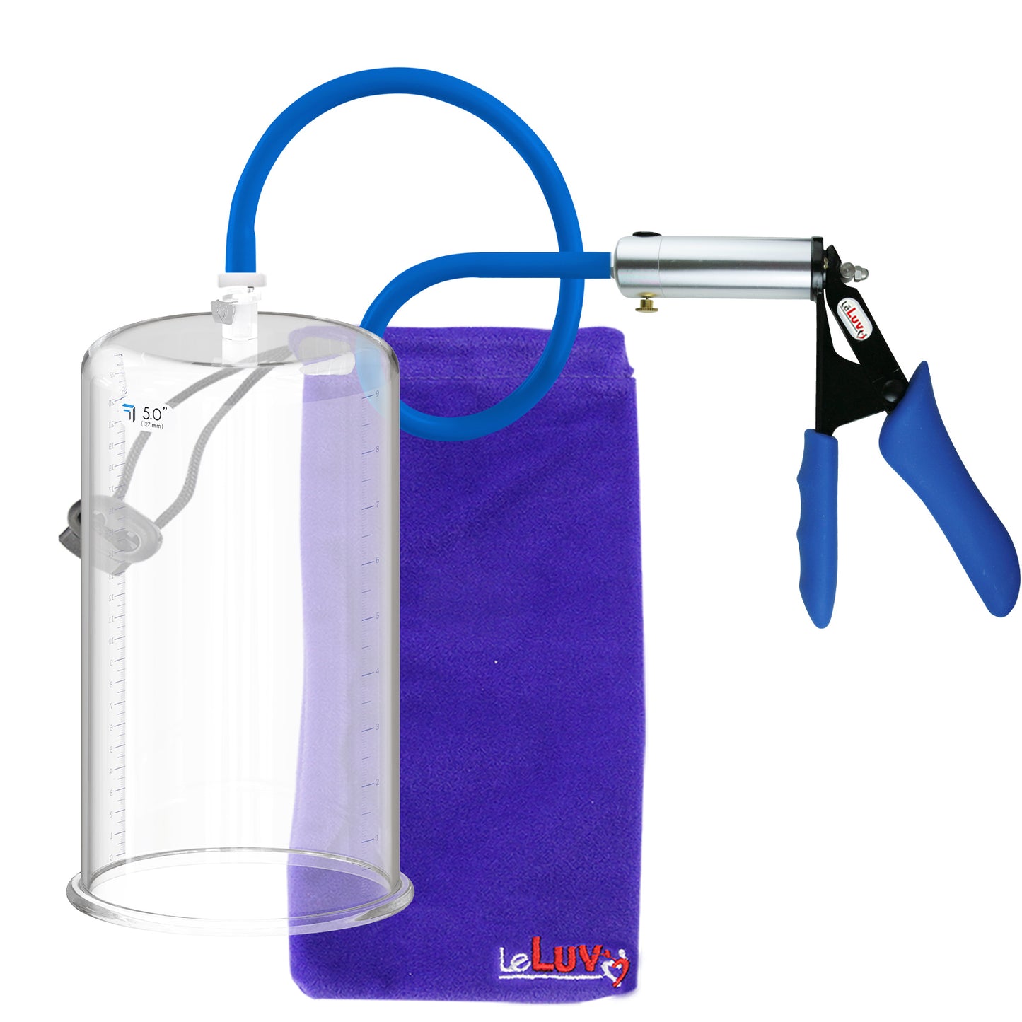 Ultima Silver Blue Silicone Grip, Silicone Hose | Penis Pump | 9" x 5.00" Cylinder