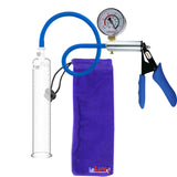 Ultima Silver Blue Silicone Grip, Silicone Hose | Penis Pump + Gauge | 9" x 1.65" Cylinder