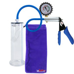Ultima Silver Blue Silicone Grip, Silicone Hose | Penis Pump + Protected Gauge | 9" x 2.50" Wide Flange Cylinder