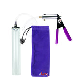 Silver Ultima Penis Pump | Purple Rubber Grip, Clear Hose - 12" x 1.5" Thick-Walled Cylinder