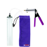 Silver Ultima Penis Pump | Purple Rubber Grip, Clear Hose - 12" x 1.7" Thick-Walled Cylinder