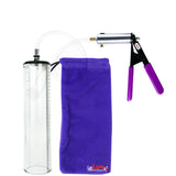 Silver Ultima Penis Pump | Purple Rubber Grip, Clear Hose - 12" x 2.3" Thick-Walled Cylinder