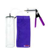 Silver Ultima Penis Pump | Purple Rubber Grip, Clear Hose - 12" x 2.9" Thick-Walled Cylinder