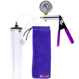 Silver Ultima Penis Pump | Purple Rubber Grip, Clear Hose + Gauge | 12" x 2.1" Thick-Walled Cylinder