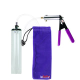 Silver Ultima Penis Pump | Purple Rubber Grip, Clear Hose - 9" x 1.7" Thick-Walled Cylinder