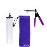 Silver Ultima Penis Pump | Purple Rubber Grip, Clear Hose - 9" x 2.1" Thick-Walled Cylinder