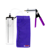 Silver Ultima Penis Pump | Purple Rubber Grip, Clear Hose - 9" x 2.5" Thick-Walled Cylinder