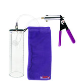 Silver Ultima Penis Pump | Purple Rubber Grip, Clear Hose - 9" x 2.7" Thick-Walled Cylinder