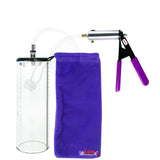 Silver Ultima Penis Pump | Purple Rubber Grip, Clear Hose - 9" x 3.1" Thick-Walled Cylinder