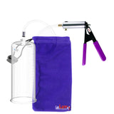Silver Ultima Penis Pump | Purple Rubber Grip, Clear Hose | 9" Length - 3.70" Cylinder Diameter