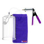 Silver Ultima Penis Pump | Purple Rubber Grip, Clear Hose | 9" Length - 5.00" Cylinder Diameter