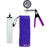Silver Ultima Penis Pump | Purple Rubber Grip, Clear Hose + Protected Gauge | 9" x 1.7" Thick-Walled Cylinder