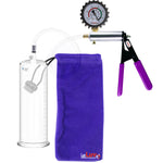 Silver Ultima Penis Pump | Purple Rubber Grip, Clear Hose + Protected Gauge | 9" Length 3.00" Cylinder Diameter