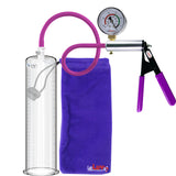 Ultima Silver Purple Penis Pump | Rubber Grip, Silicone Hose + Gauge | 12" Length x 2.75" Cylinder Diameter