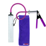 Ultima Silver Purple Penis Pump | Rubber Grip, Silicone Hose - 9" x 1.3" Thick-Walled Cylinder