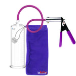 LeLuv® Ultima Silver Penis Pump - Purple Rubber Grip & Silicone Hose - Round Flange Cylinders
