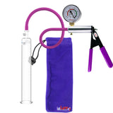 Ultima Silver Purple Penis Pump | Rubber Grip, Silicone Hose + Gauge | 9" Length x 1.50" Cylinder Diameter