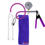 Ultima Silver Purple Penis Pump | Rubber Grip, Silicone Hose + Gauge | 9" Length x 1.75" Cylinder Diameter