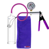 Ultima Silver Purple Penis Pump | Rubber Grip, Silicone Hose + Gauge | 9" Length x 2.50" Cylinder Diameter