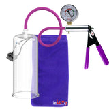 Ultima Silver Purple Penis Pump | Rubber Grip, Silicone Hose + Gauge | 9" Length x 3.70" Cylinder Diameter