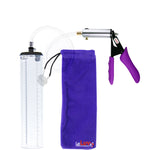 Silver Ultima Penis Pump | Purple Silicone Grip, Clear Hose - 12" x 2.1" Thick-Walled Cylinder