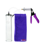 Silver Ultima Penis Pump | Purple Silicone Grip, Clear Hose - 12" x 2.3" Thick-Walled Cylinder