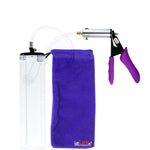 Silver Ultima Penis Pump | Purple Silicone Grip, Clear Hose - 12" x 2.5" Thick-Walled Cylinder