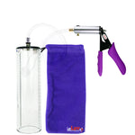Silver Ultima Penis Pump | Purple Silicone Grip, Clear Hose - 12" x 2.7" Thick-Walled Cylinder