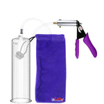 Silver Ultima Penis Pump | Purple Silicone Grip, Clear Hose | 12" Length - 3.00" Cylinder Diameter