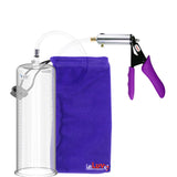 Silver Ultima Penis Pump | Purple Silicone Grip, Clear Hose | 12" Length - 3.70" Cylinder Diameter