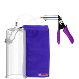 Silver Ultima Penis Pump | Purple Silicone Grip, Clear Hose | 12" Length - 4.10" Cylinder Diameter
