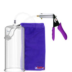 Silver Ultima Penis Pump | Purple Silicone Grip, Clear Hose | 12" Length - 4.50" Cylinder Diameter