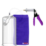 Silver Ultima Penis Pump | Purple Silicone Grip, Clear Hose | 12" Length - 5.00" Cylinder Diameter