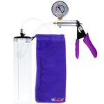 Silver Ultima Penis Pump | Purple Silicone Grip, Clear Hose + Gauge | 12" x 2.5" Thick-Walled Cylinder