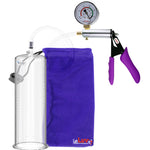 Silver Ultima Penis Pump | Purple Silicone Grip, Clear Hose + Gauge | 12" Length x 3.50" Cylinder Diameter