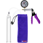 Silver Ultima Penis Pump | Purple Silicone Grip, Clear Hose + Protected Gauge | 12" Length 1.50" Cylinder Diameter