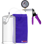 Silver Ultima Penis Pump | Purple Silicone Grip, Clear Hose + Protected Gauge | 9" Length 5.00" Cylinder Diameter