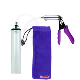 Silver Ultima Penis Pump | Purple Silicone Grip, Clear Hose - 9" x 1.7" Thick-Walled Cylinder