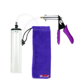 Silver Ultima Penis Pump | Purple Silicone Grip, Clear Hose - 9" x 1.9" Thick-Walled Cylinder
