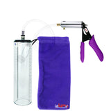 Silver Ultima Penis Pump | Purple Silicone Grip, Clear Hose - 9" x 2.3" Thick-Walled Cylinder