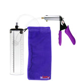 Silver Ultima Penis Pump | Purple Silicone Grip, Clear Hose - 9" x 2.5" Thick-Walled Cylinder